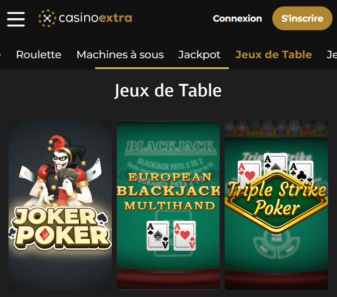 CasinoExtra FR avec Top Jeux de Table