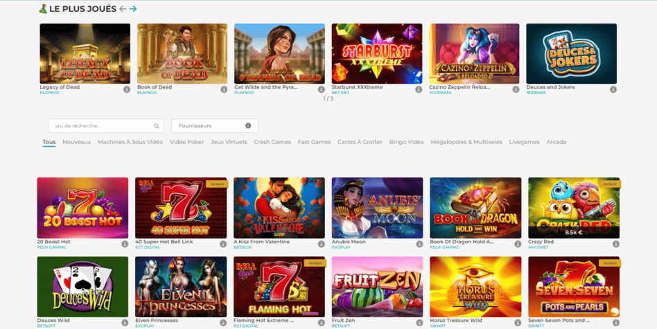 Machines à sous et divers jeux disponibles dans les casinos virtuels pour les joueurs français