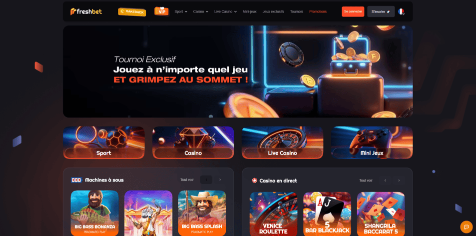 Inscription à Online Fresh Bet Casino pour de argent réel